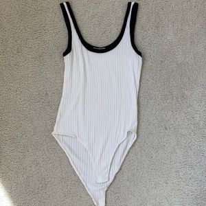 Ambiance white and black bodysuit tank